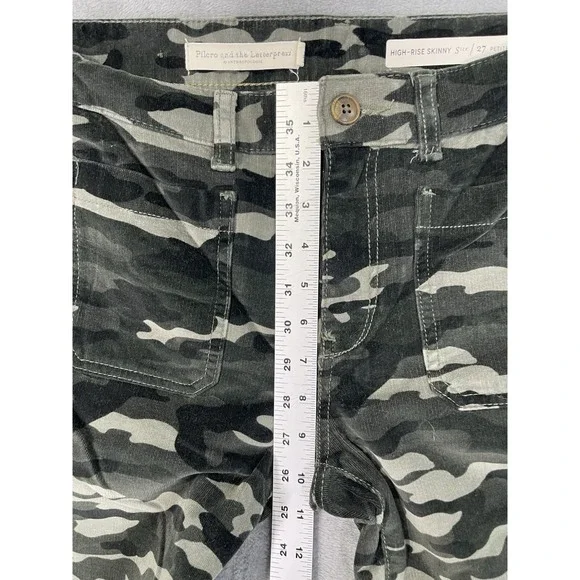 Pilcro By Anthropologie Corduroy Pants Womens 27 Petite Green Camo Skinny High - Picture 4 of 11